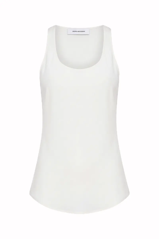 Cdg Miu Silk Tank Top Off White