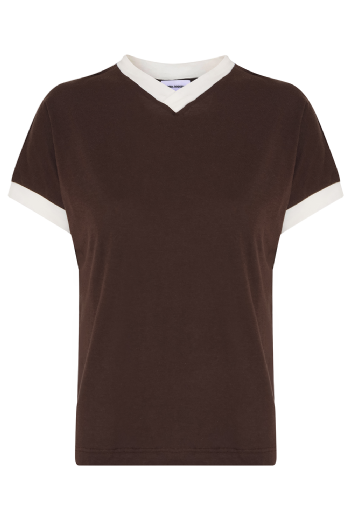 Mp Mabre Knit Blouse Deep Brown - Off White