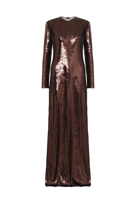 Sequined Lay Dress Cocoa Brown