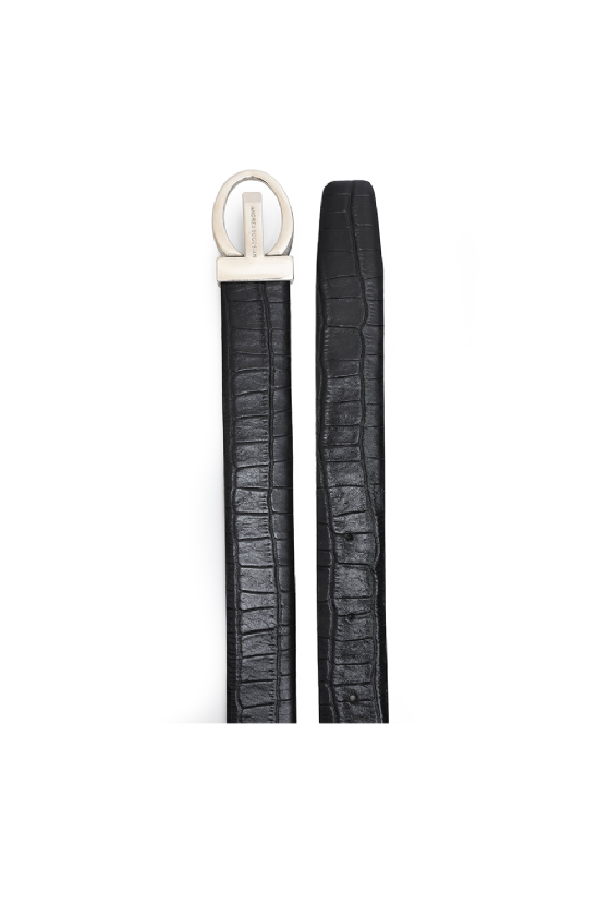 Lierre Leather Belt  Black-Silver 