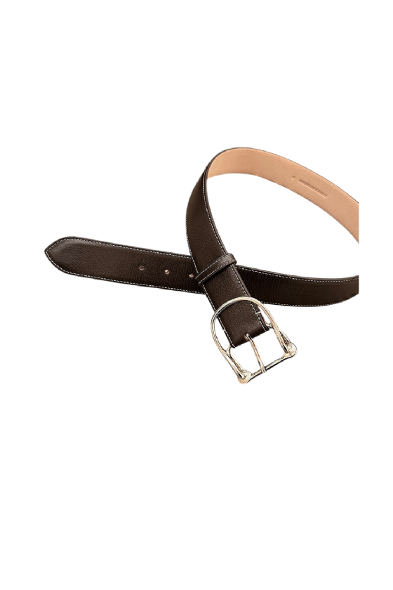 Leather Belt Ferras I Deep Brown-Niquel