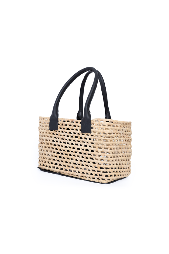 Straw Jeans Bag Ecru-Black