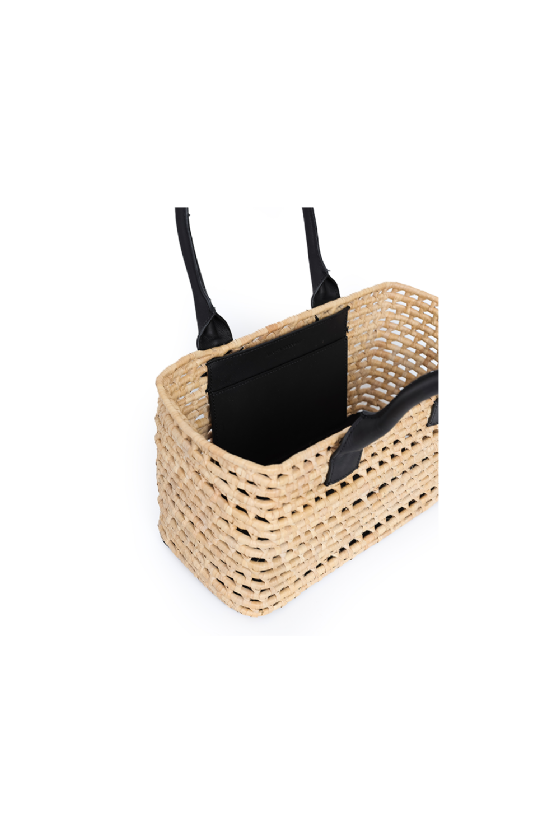 Straw Jeans Bag Ecru-Black