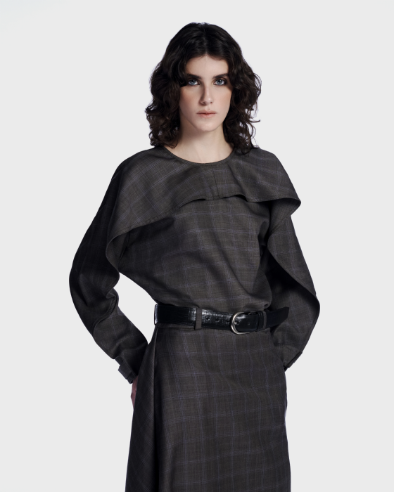 Linde Wool Blouse Brown - Blue