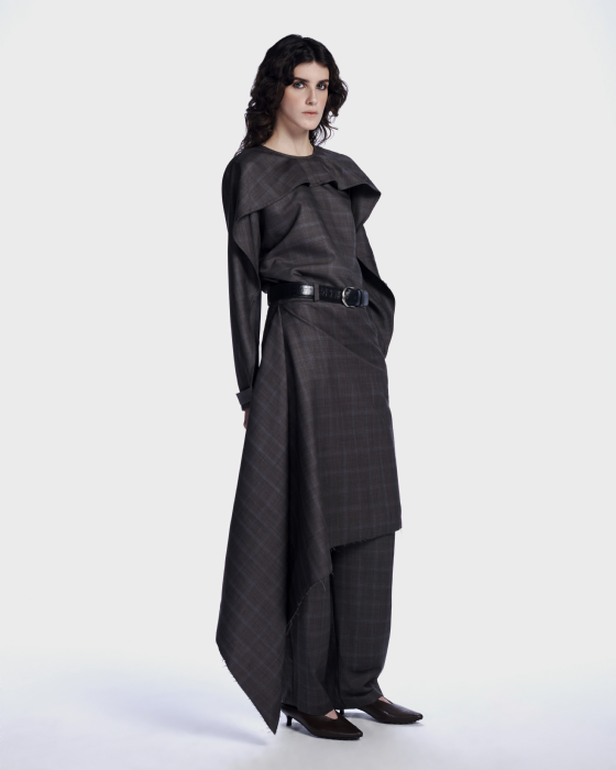 Linde Wool Blouse Brown - Blue