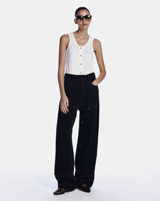 Lineta Knit Tank Top Off White