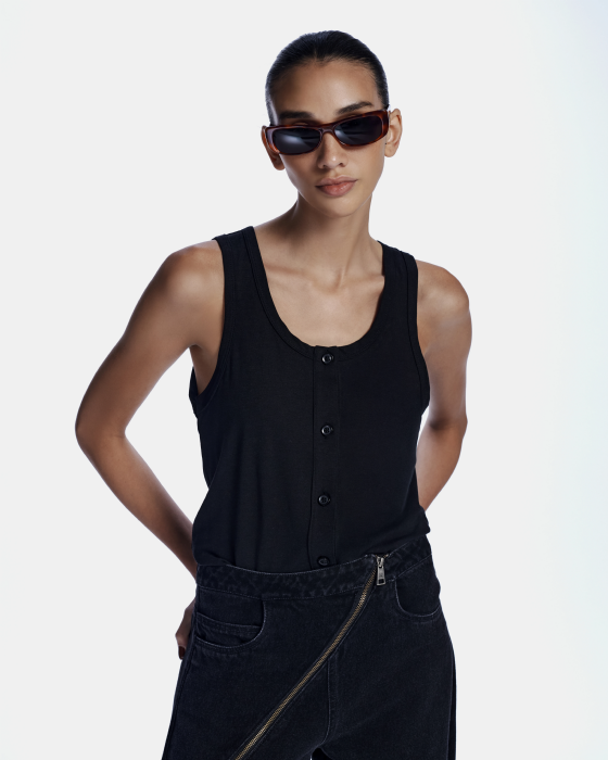 Lineta Knit Tank Top Black