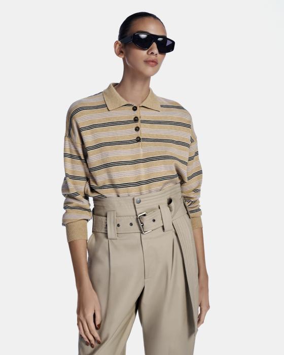 Lychee Knit Blouse Ecru-Gris-Off White