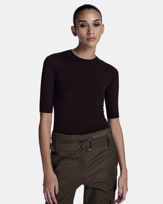 Laminia Knit Blouse Ebene Brown