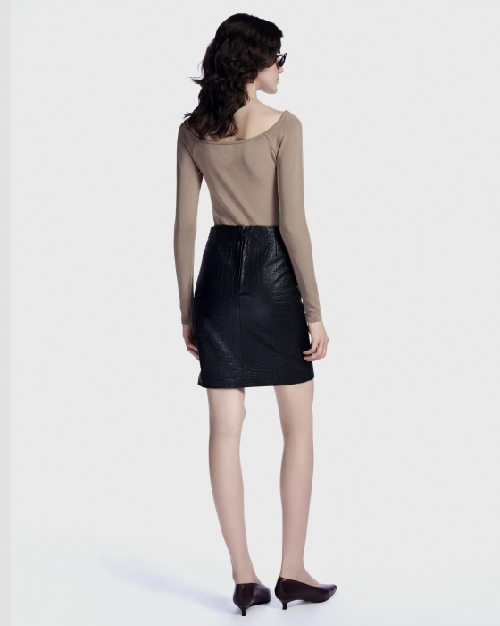 Lenier Leather Skirt Black
