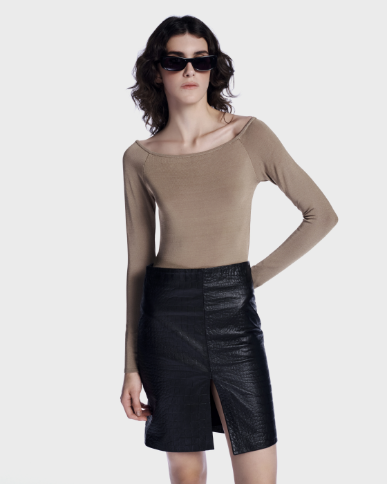 Lenier Leather Skirt Black