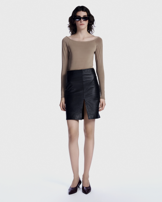 Lenier Leather Skirt Black