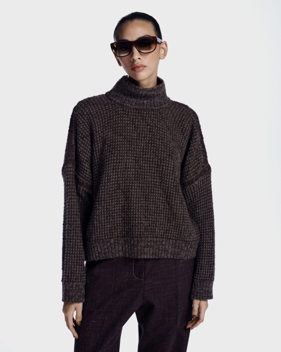 Latch Knit Blouse Gris-Wine