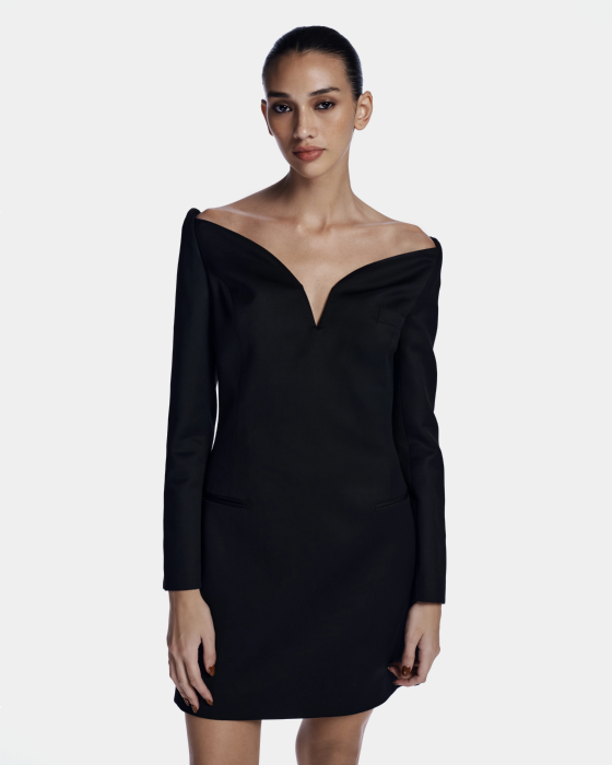 Legato Wool Dress Black