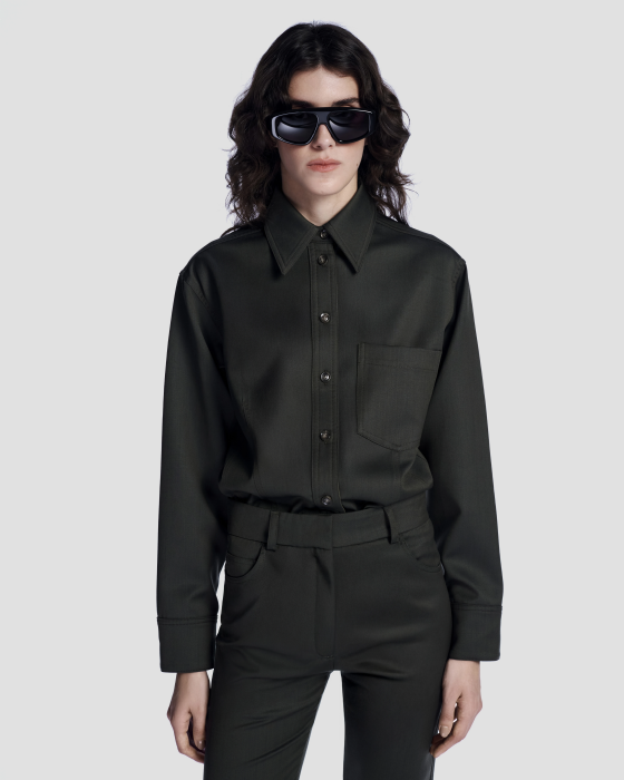 Linita Wool Shirt Dark Olive