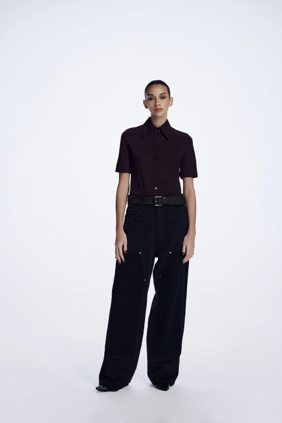 Liquet Knit Blouse Aubergine