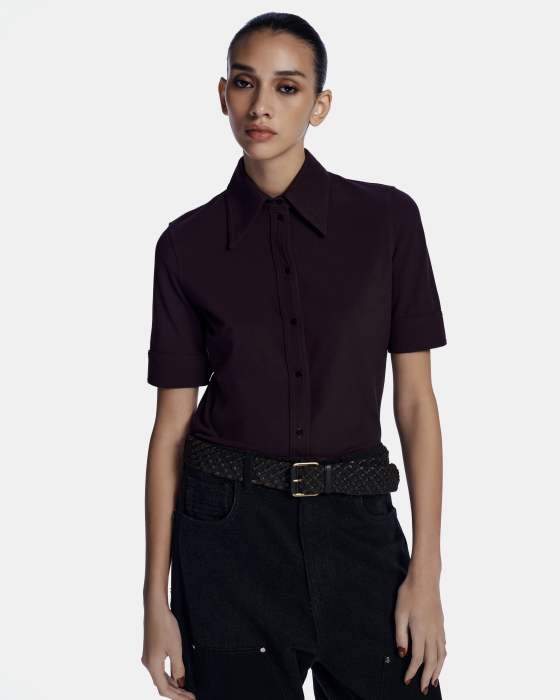 Liquet Knit Blouse Aubergine