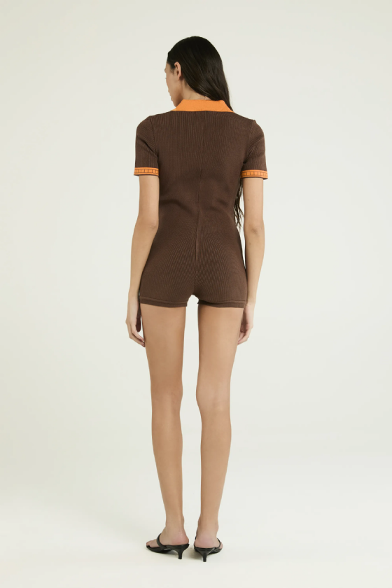 Joley Knit Jumpsuit Dark Brown-Orange