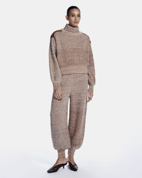 Loriana Knit Blouse Melange Camel