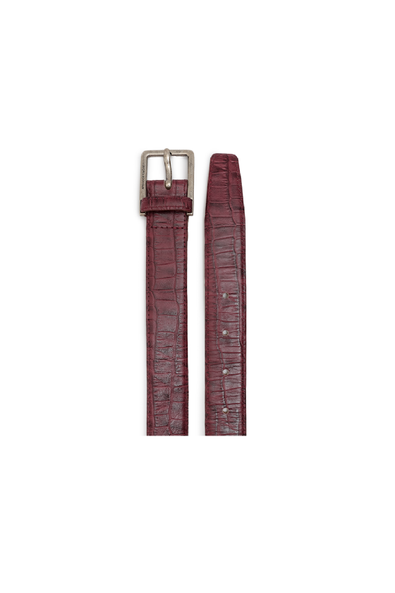 Meroy Leather Belt Dark Wine-Silver