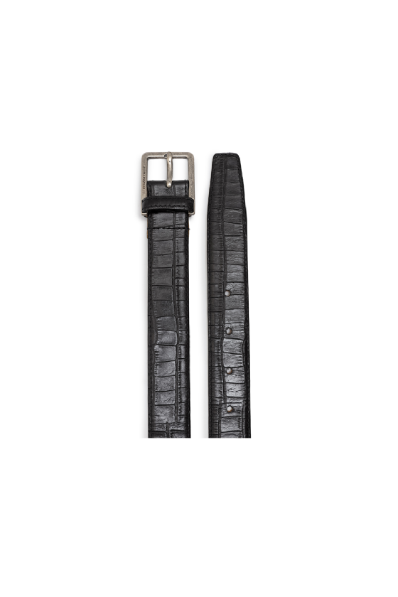 Meroy Leather Belt Black-Silver