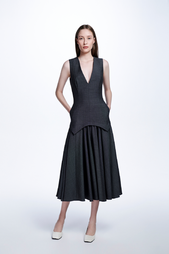 Marimar Wool Dress Stone Melange