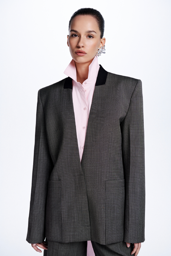 Blazer Wool Cv Mince Coal Brown