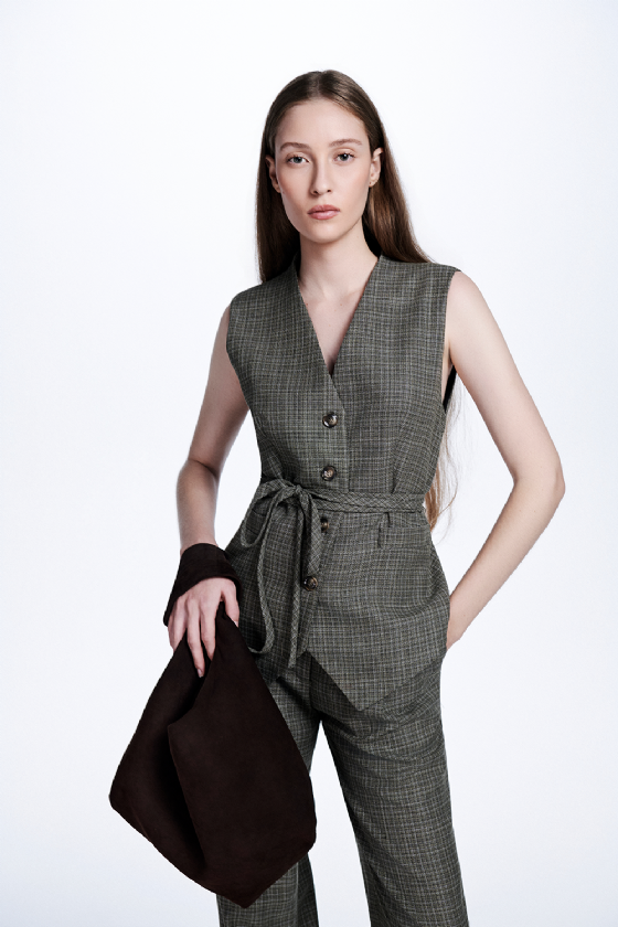 Pc Moux Wool Vest Olive - Gris