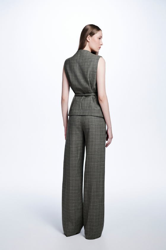  Maze Wool Blend Trousers  Olive - Gris