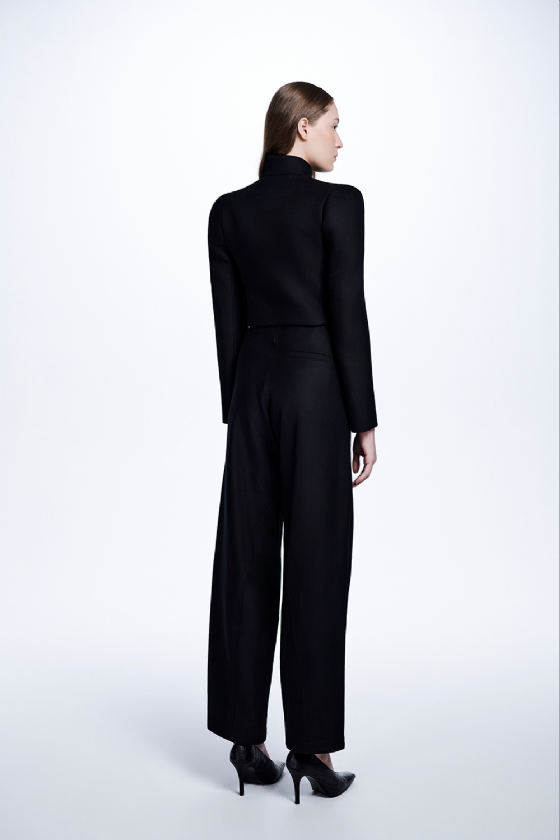 Miriami Double-Brasted Twill Blazer Black