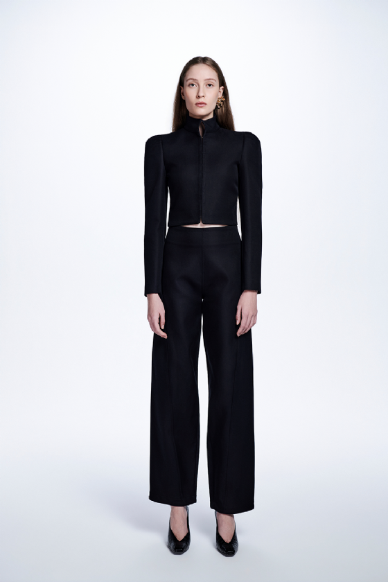 Miriami Double-Brasted Twill Blazer Black