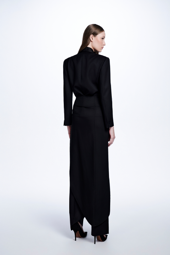  Maila Crepe Sash Skirt Black