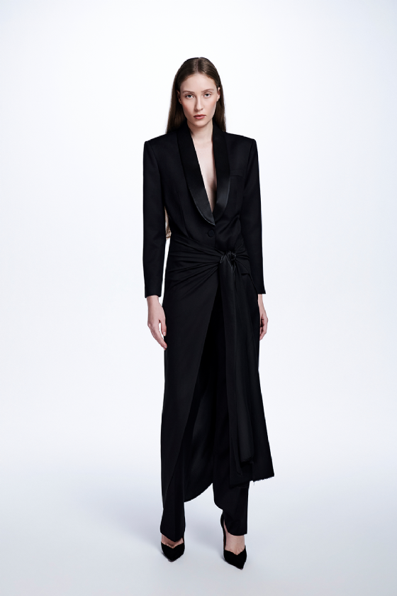  Maila Crepe Sash Skirt Black