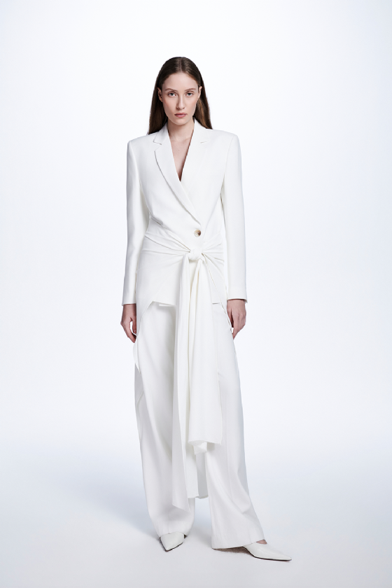  Maila Crepe Sash Skirt Off White