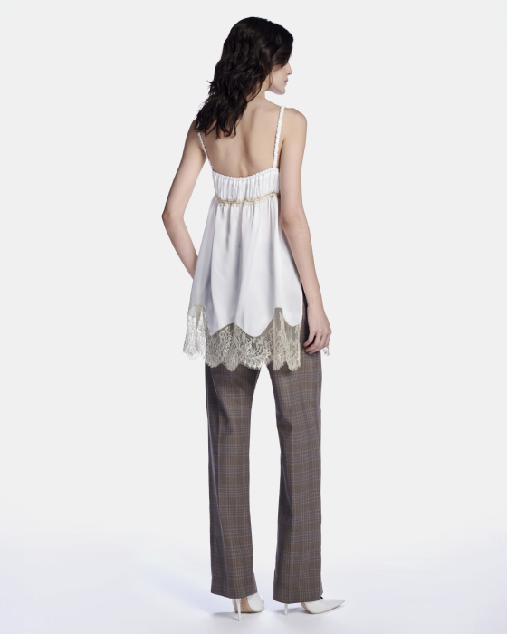 Lyves Satin Tank Top Off White