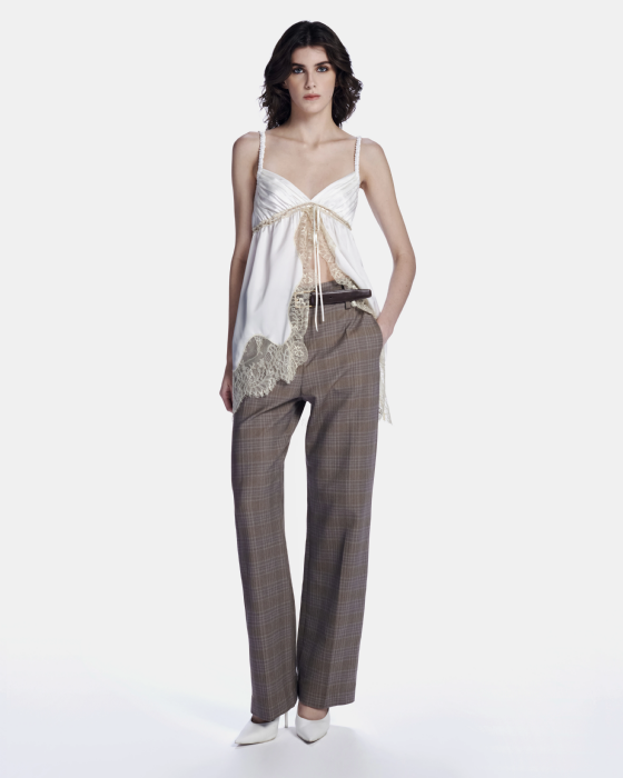 Lyves Satin Tank Top Off White