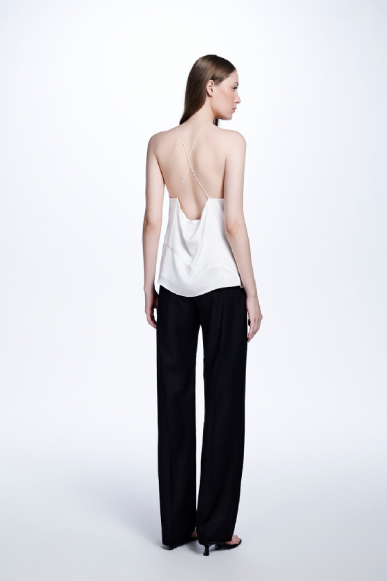 Minnie Silk Satin Blouse Off White