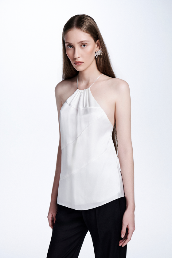 Minnie Silk Satin Blouse Off White