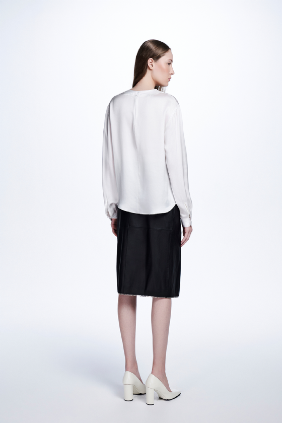 Meet Silk Satin Blouse Off White