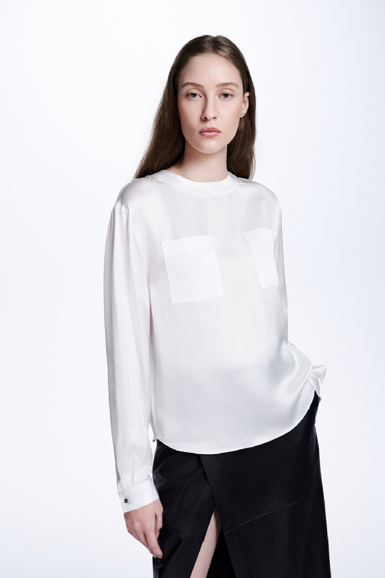 Meet Silk Satin Blouse Off White