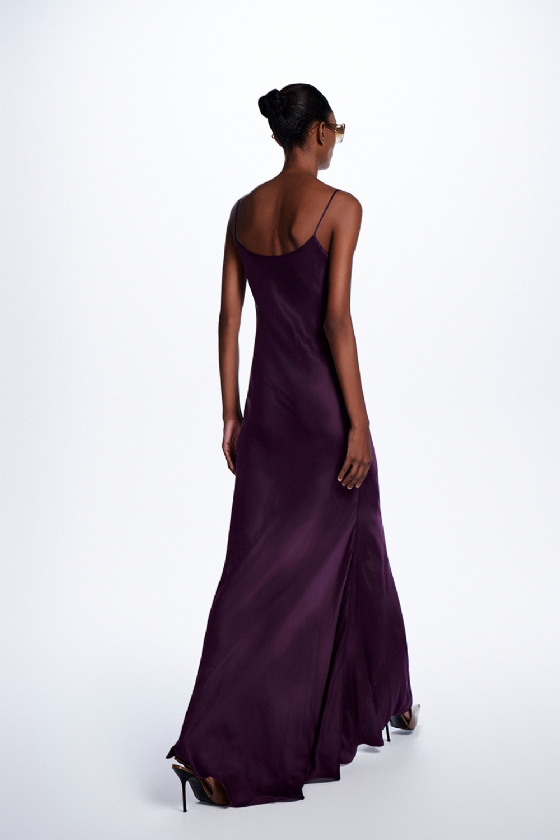 Silk Satin Wrap Dress Violet
