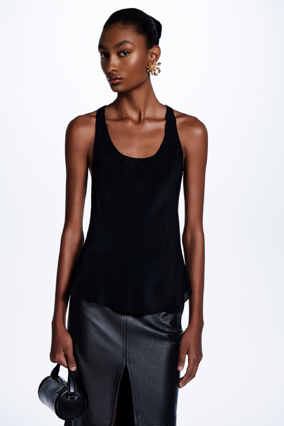 Cdg Miu Silk Tank Top Black