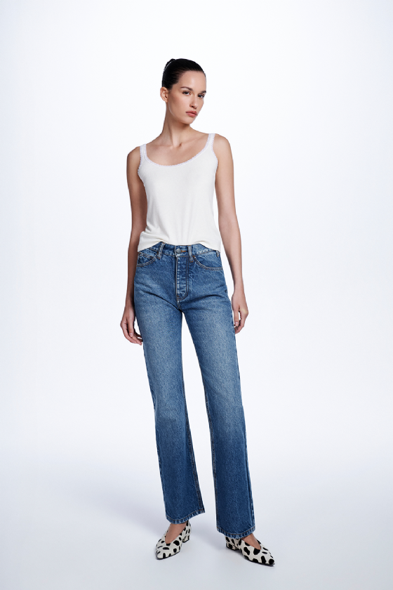 Ribbed Knit Tank Top Off White