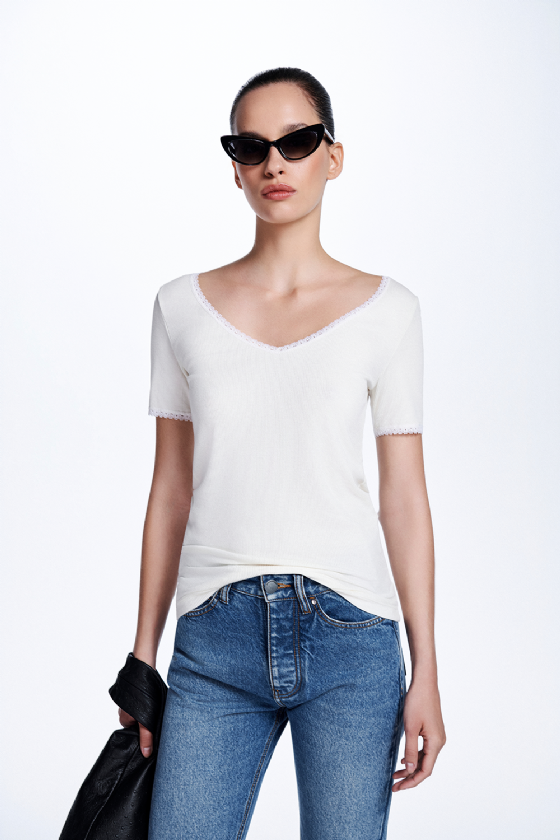 Mamai Ribbed Knit Top Off White