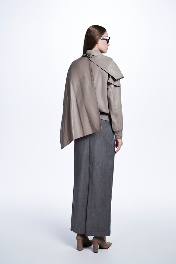 Michiru Leather Jacket Taupe