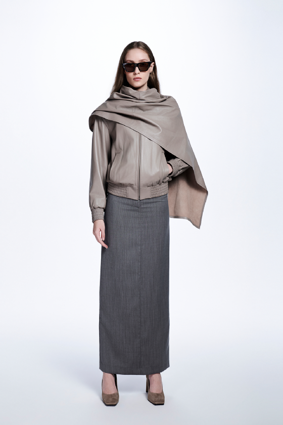 Michiru Leather Jacket Taupe