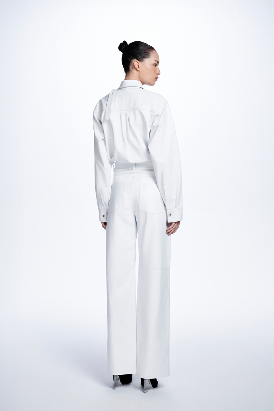 Mire Leather Shirt White