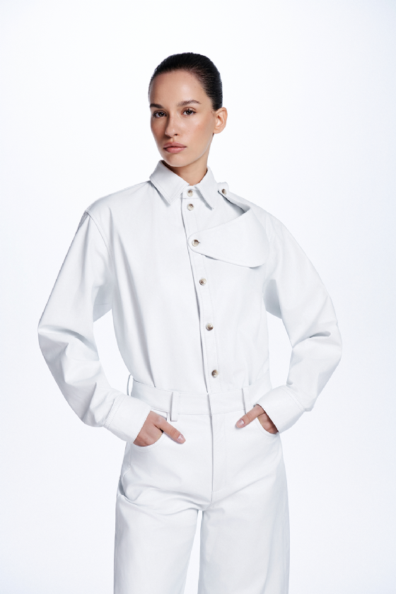 Mire Leather Shirt White