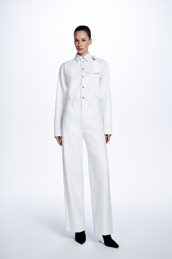 Mire Leather Shirt White