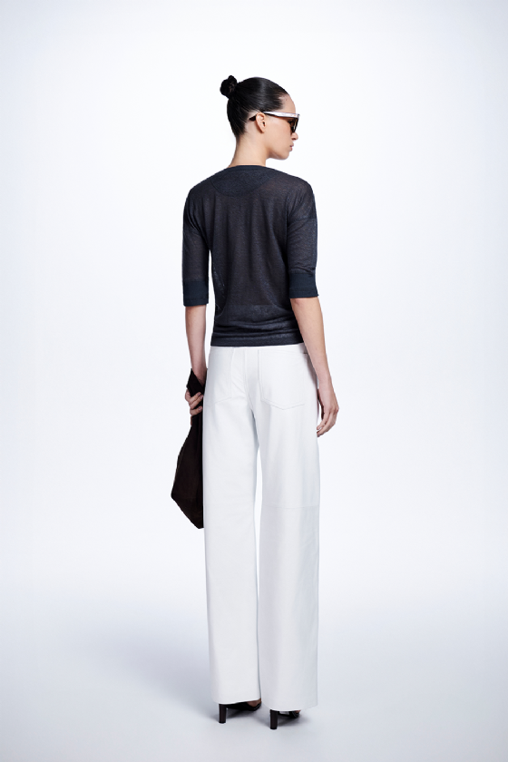 Moepala Leather Trousers White